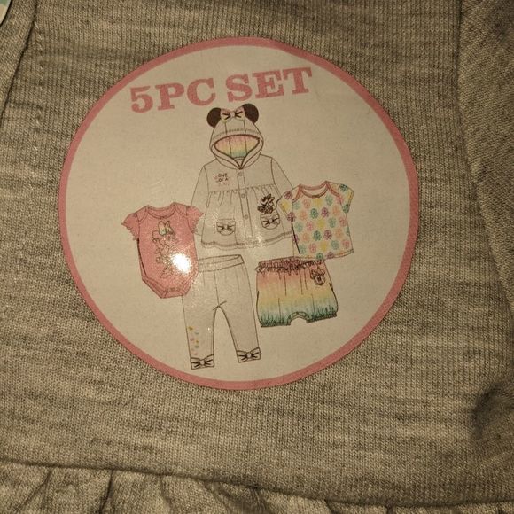 NEW Minnie Infant 5-piece Layette Set Sweet Shower Gift 12M Bows and Hear… - Picture 2 of 8